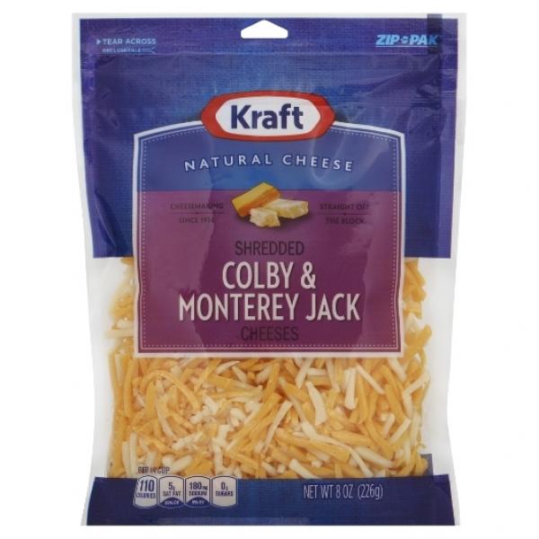 Kraft Shreds Colby Jack Natural Cheese, 8 Ounce Size - 12 Per Case.