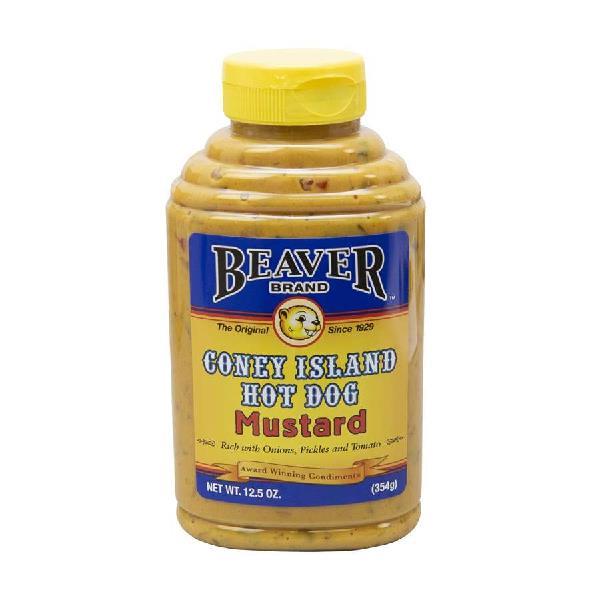 Beaver Coney Island Mustard Bottle 12.5 Ounce Size - 6 Per Case.