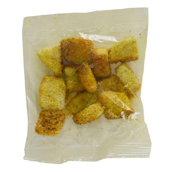 Fresh Gourmet Single Serve French Garlic Croutons 0.5 Ounce Size - 100 Per Case.