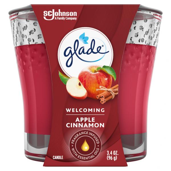 Glade Candle Apple Cinnamon 3.4 Ounce Size - 6 Per Case.