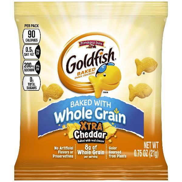 Pepperidge Farms Goldfish Crackers Cheddar 0.75 Ounce Size - 300 Per Case.