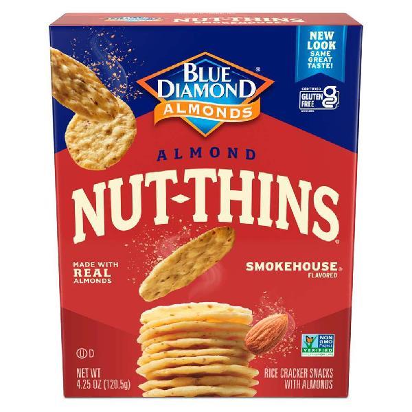 Blue Diamond Nut Thins Almond Smokehouse 4.25 Ounce Size - 12 Per Case.