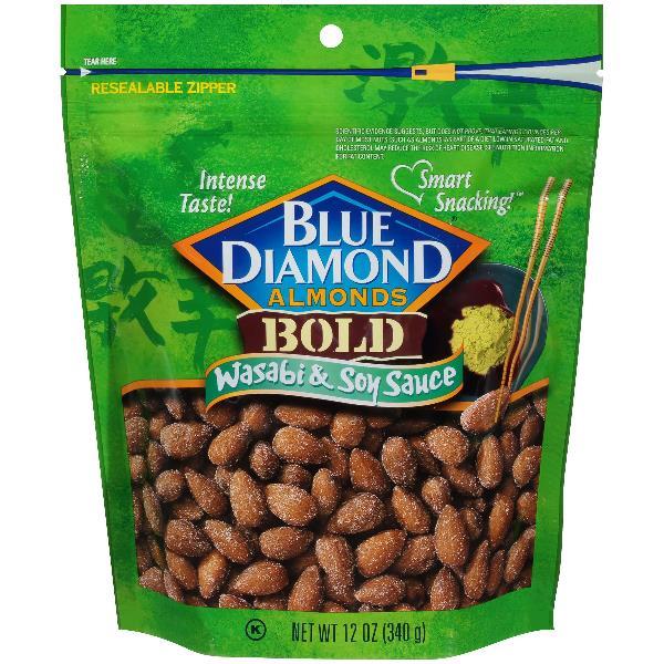 Blue Diamond Almonds Wasabi & Soy Sauce 12 Ounce Size - 6 Per Case.