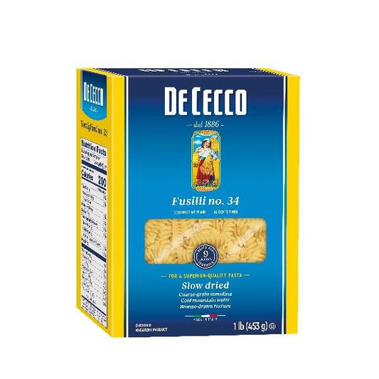 De Cecco Enriched Macaroni Fusilli 1 Pound Each - 12 Per Case.