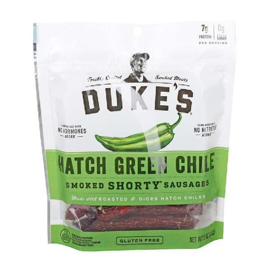 Duke's Hatch Green Chile Pork Sausages 5 Ounce Size - 8 Per Case.