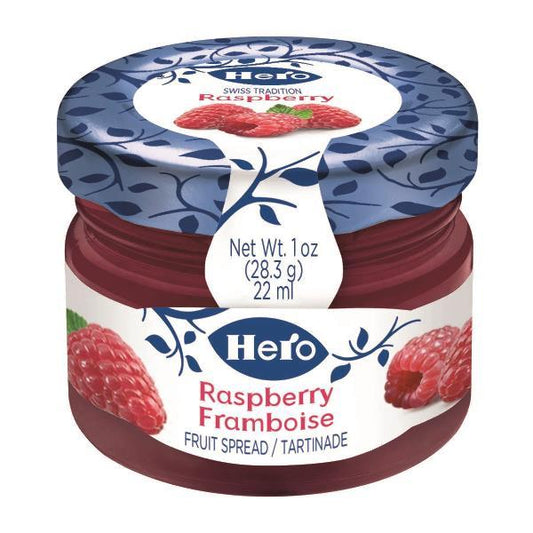 Hero Raspberry Minijar Fruit Spread 1 Ounce Size - 72 Per Case.