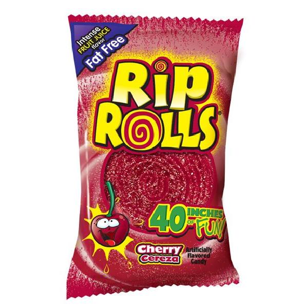 Rip Rolls Cherry Goods Displaycarton 1.4 Ounce Size - 288 Per Case.