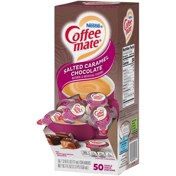 Nestle Coffee Mate Coffee Creamer Salted Caramel Chocolate Flavor Liquid Creamer Singles 18.7 Fluid Ounce - 4 Per Case.