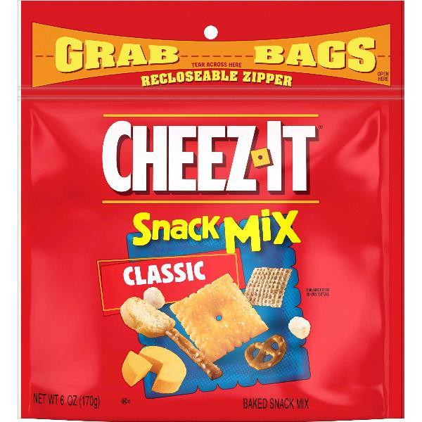 Cheez-It Grab Bag Reclosable Classic Snack Mix, 6 Ounces - 8 Per Case.