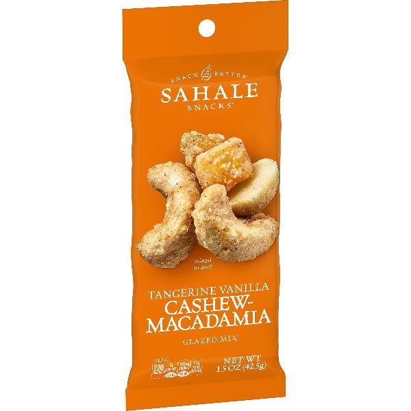 Sahale Tangerine Vanilla Cashew Macadamia Glazed Mix Pack 1.5 Ounce Size - 108 Per Case.