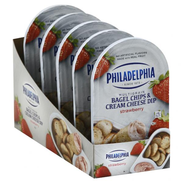 PHILADELPHIA Bagel Chips & Strawberry Cream Cheese Dip 2.5 Ounce Tray 10)