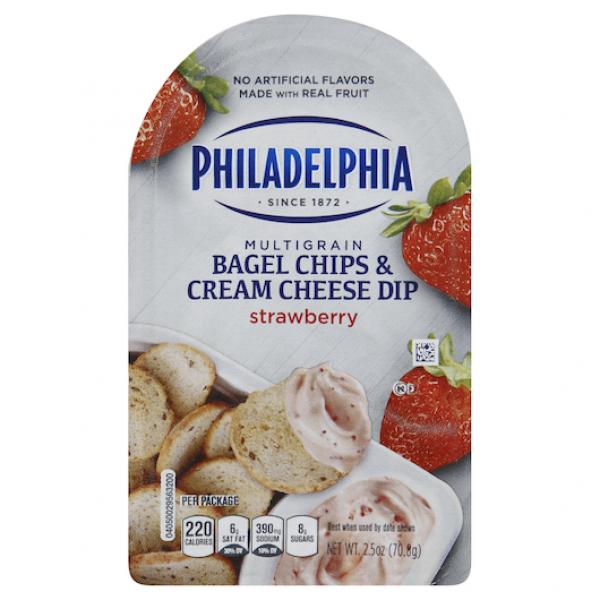 PHILADELPHIA Bagel Chips & Strawberry Cream Cheese Dip 2.5 Ounce Tray 10)