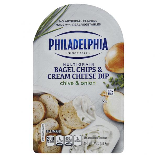 Philadelphia Multigrain Bagel Chips And Chive& Onion Cream Cheese Dip, 2.5 Ounce Size - 10