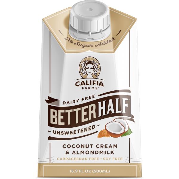 Califia Farms Unsweetened Better Half Almondmilk Half And Half 16.9 Fluid Ounce - 6 Per Case.