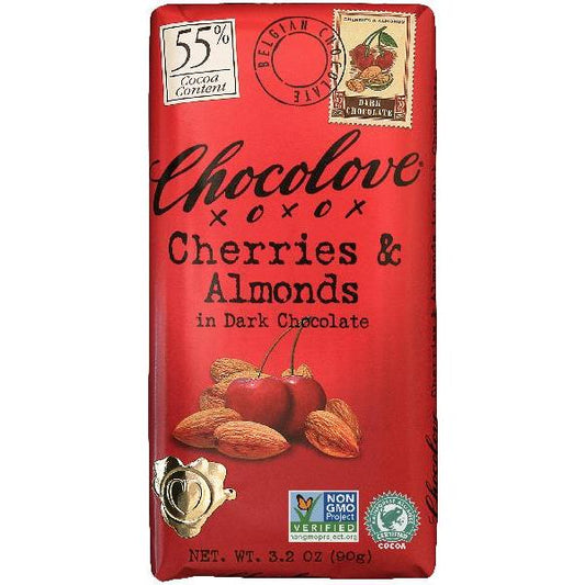 Cherries & Almonds In Dark Chocolate (Master Case) 3.2 Ounce Size - 144 Per Case.