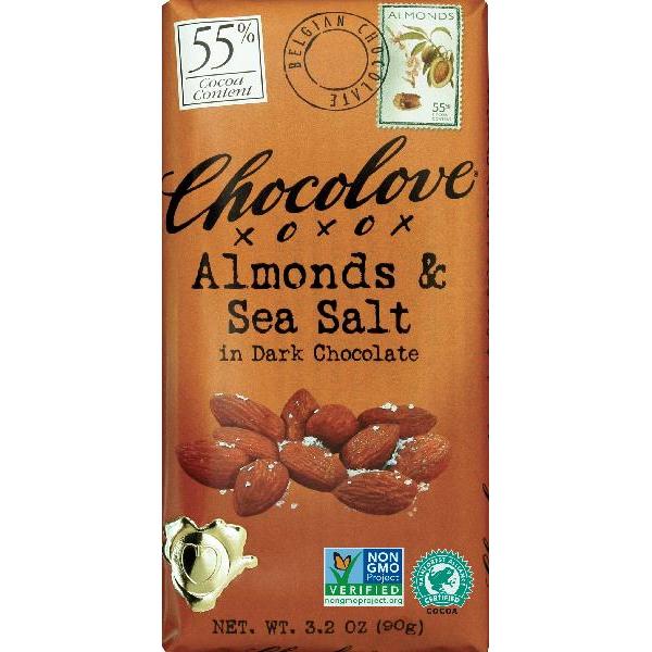 Almonds & Sea Salt In Dark Chocolate (Master Case) 3.2 Ounce Size - 144 Per Case.