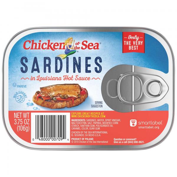 Chicken Of The Sea Sardines In Louisiana Hotsauce 3.75 Ounce Size - 18 Per Case.