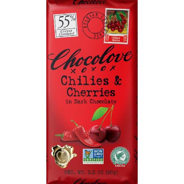 Chilies & Cherries In Dark Chocolate (Master Case) 3.2 Ounce Size - 144 Per Case.