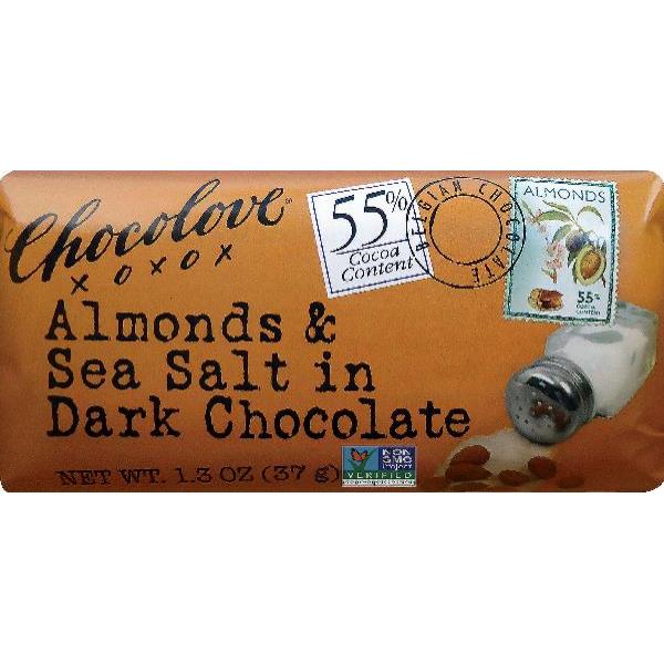 Almonds & Sea Salt In Dark Chocolate (Master Case) 1.3 Ounce Size - 144 Per Case.