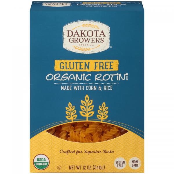 Dakota Growers Gluten Free Organic Rotini Pasta 12 Ounce Size - 12 Per Case.