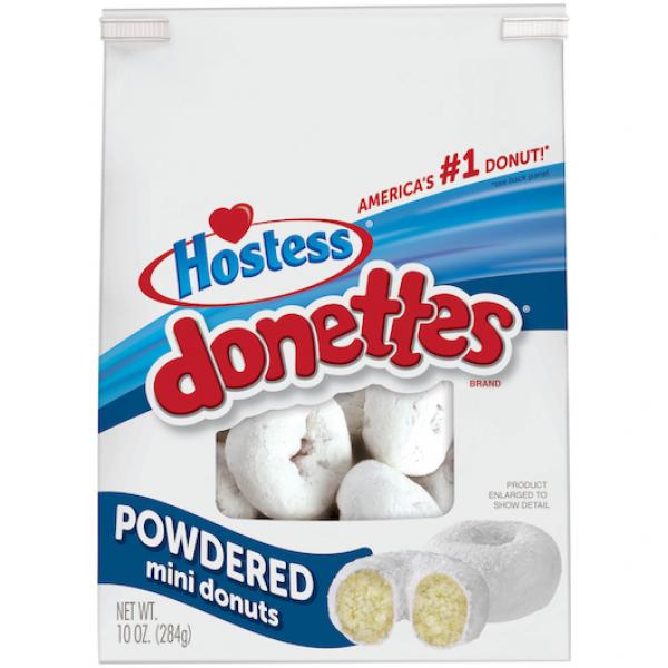 Hostess Powdered Sugar Donette Bag Frozen 10 Ounce Size - 6 Per Case.