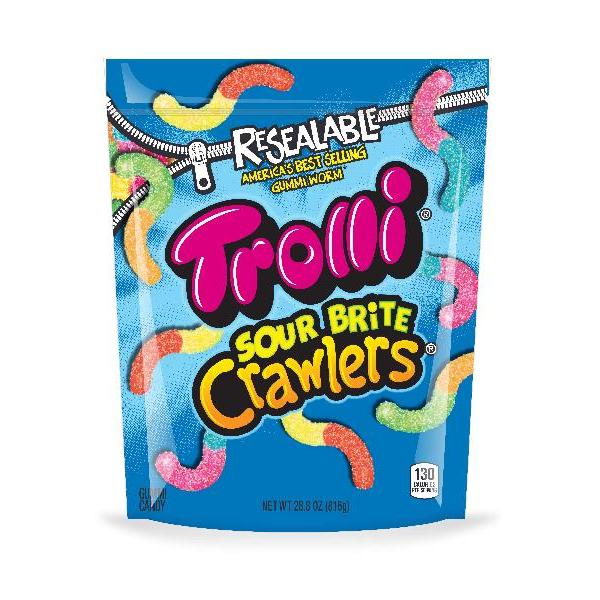 Trolli Sour Brite Crawlers Gummi Worms Sub 28.8 Ounce Size - 6 Per Case.