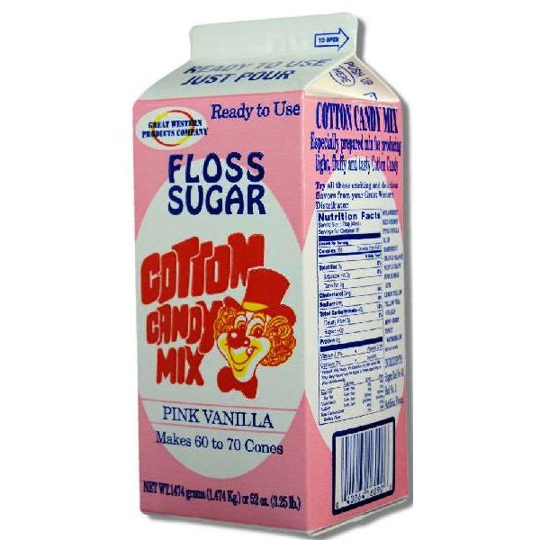 Great Western Floss Sugar Pink Vanilla 3.25 Pound Each - 6 Per Case.