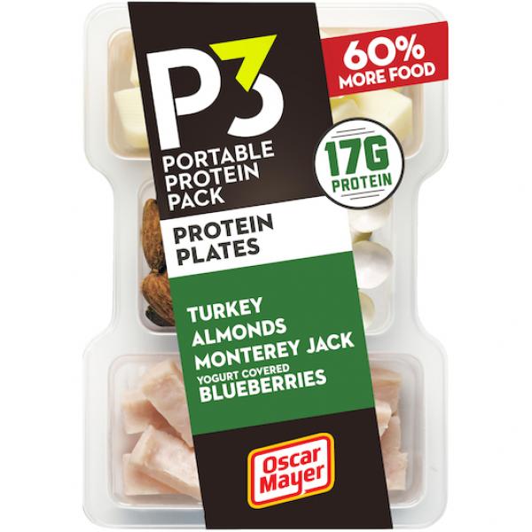 Oscar Mayer P Portable Protein Turkey,almond, Monterey Jack, And Yogurt Covered Blu 3.2 Ounce Size