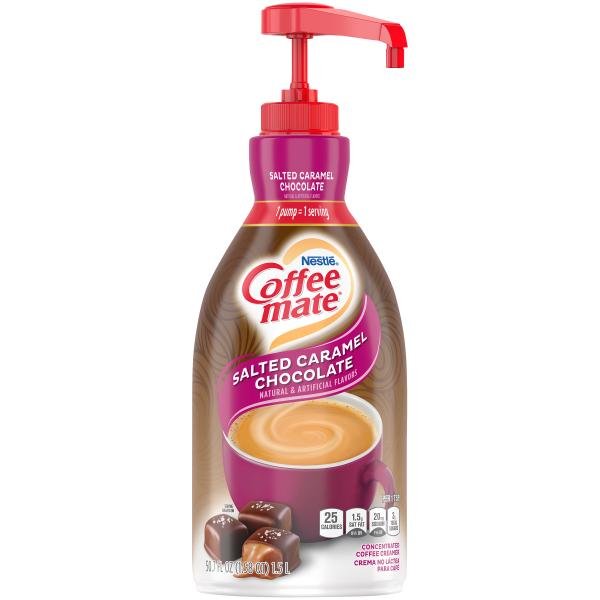 Nestle Coffee Mate Salted Caramel Chocolateliquid Concentrate Pump Bottle 1.58 Qt - 2 Per Case.