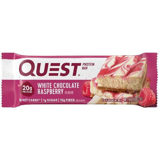 Quest Bar White Chocolate Raspberry 2.12 Ounce Size - 144 Per Case.