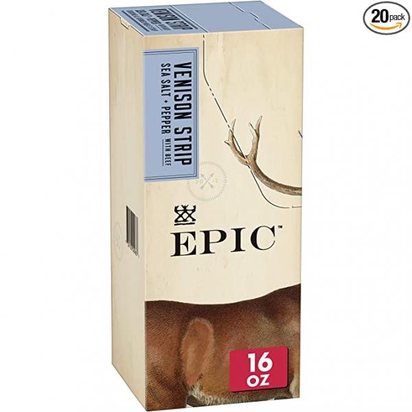 Epic™ Gluten Free Meat Strips Venison Steak Sea Salt Pepper 16 Ounce Size - 4 Per Case.