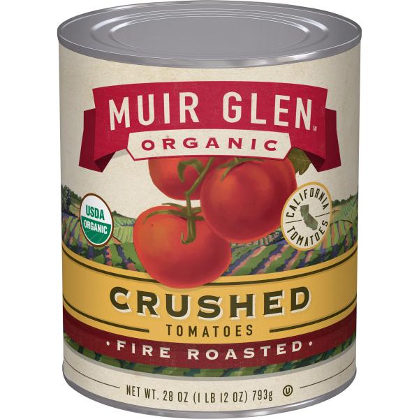 Muir Glen™ Organic Tomatoes Crushed Fire Roasted 28 Ounce Size - 12 Per Case.