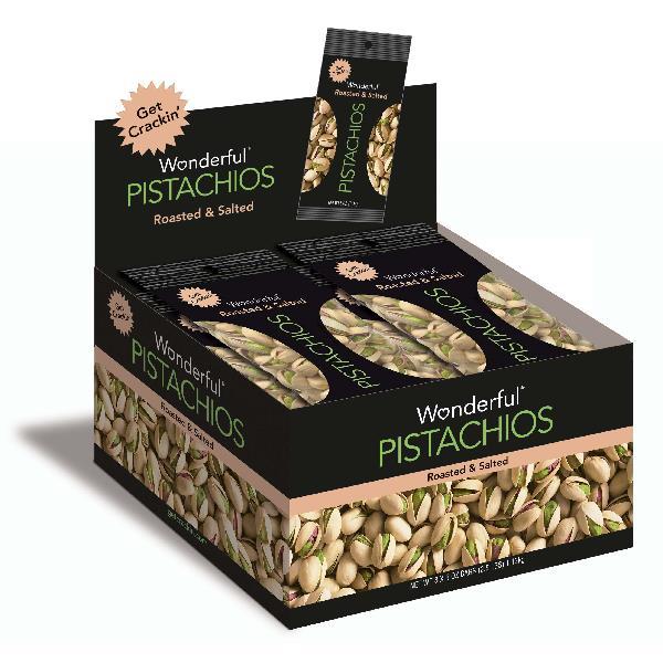 Wonderful Pistachios Pistachio Roasted & Salted 5 Ounce Size - 24 Per Case.