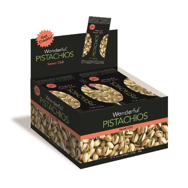 Wonderful Pistachios Pistachio Sweet Chili 4.5 Ounce Size - 24 Per Case.