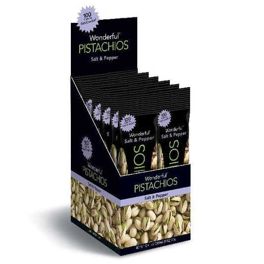 Wonderful Pistachios Pistachio Salt & Pepper 1.25 Ounce Size - 120 Per Case.