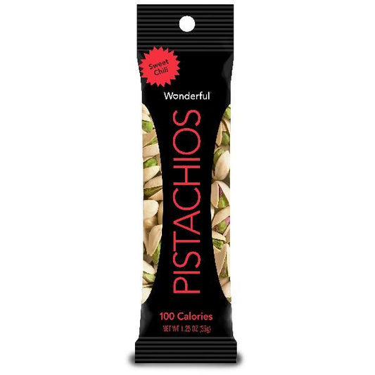 Wonderful Pistachios Pistachio Sweet Chili 1.25 Ounce Size - 120 Per Case.