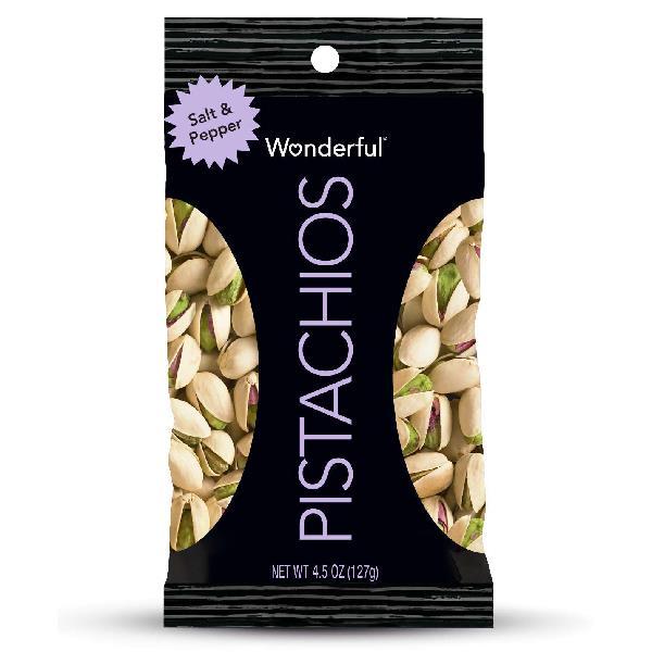 Wonderful Pistachios Pistachio Salt & Pepper 4.5 Ounce Size - 24 Per Case.