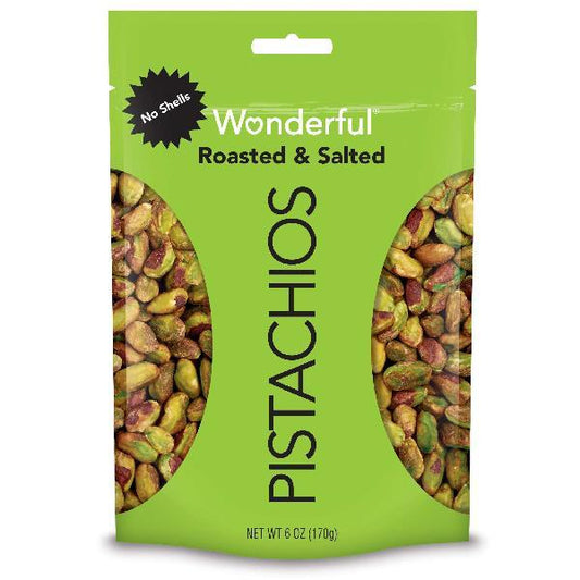 Wonderful Pistachios Pistachio Shelled Roasted & Salted 6 Ounce Size - 10 Per Case.