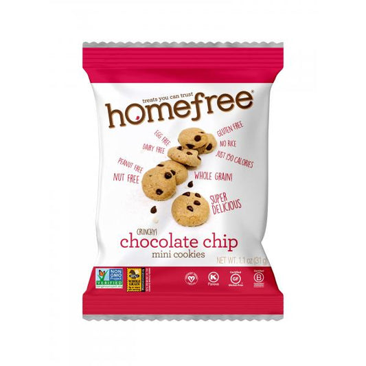 Chocolate Chip Mini Cookies Gluten Free Nutfree Bags 1.1 Ounce Size - 64 Per Case.