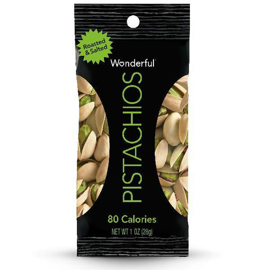 Wonderful Pistachios Pistachios Roasted Salted 1 Ounce Size - 96 Per Case.