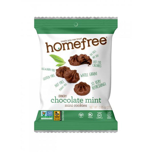 Chocolate Mint Mini Cookies Gluten Free Nutfree Bags 0.95 Ounce Size - 30 Per Case.