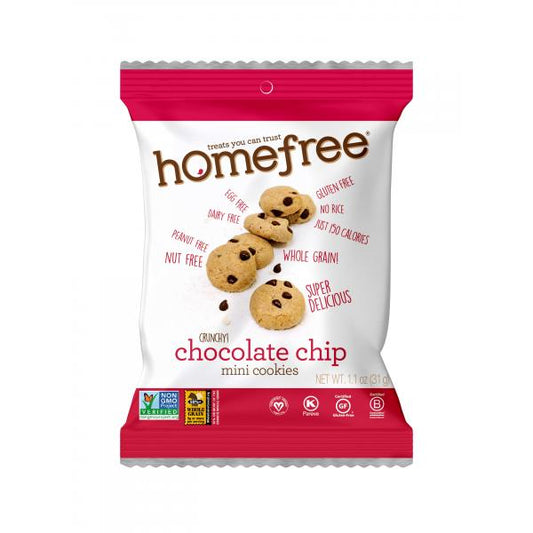 Chocolate Chip Mini Cookies Gluten Free Nutfree Bags 1.1 Ounce Size - 30 Per Case.