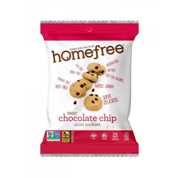 Chocolate Chip Mini Cookies Gluten Free Nutfree Bags 1.1 Ounce Size - 30 Per Case.