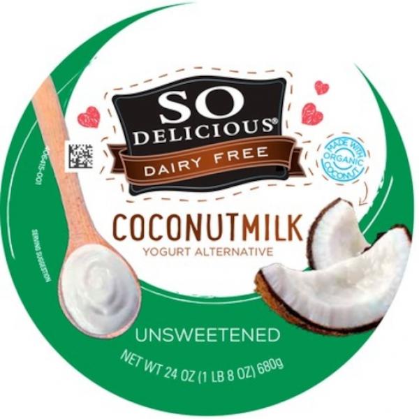 So Delicious Cultured Coconut Unsweetened Plain Extended Shelf Life 24 Ounce Size - 6 Per Case.