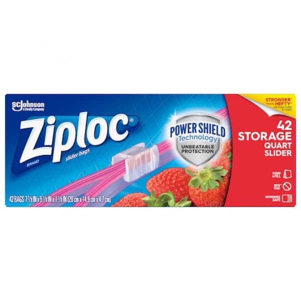 Ziploc Slider Quart Storage Bag 42 Count Packs - 9 Per Case.