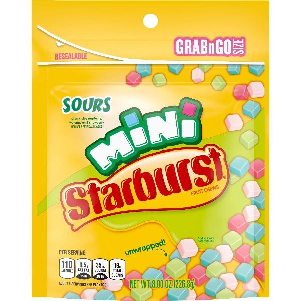 Starburst Minis Sours Stand Up Pouch 8 Ounce Size - 8 Per Case.