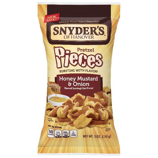 Snyder's Of Hanover Pretzel Pieces Honey Mustard & Onion 5 Ounce Size - 8 Per Case.