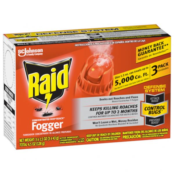 Raid Concentrated Triple Fogger 4.5 Ounce Size - 12 Per Case.