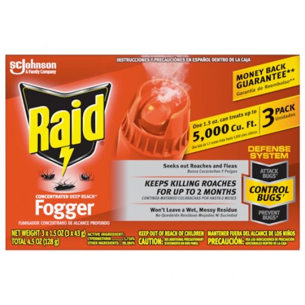 Raid Concentrated Triple Fogger 4.5 Ounce Size - 12 Per Case.