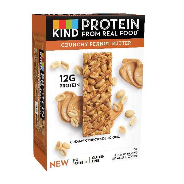 Kind Snacks Crunchy Peanut Butter Protein Bar 1.76 Ounce Size - 72 Per Case.